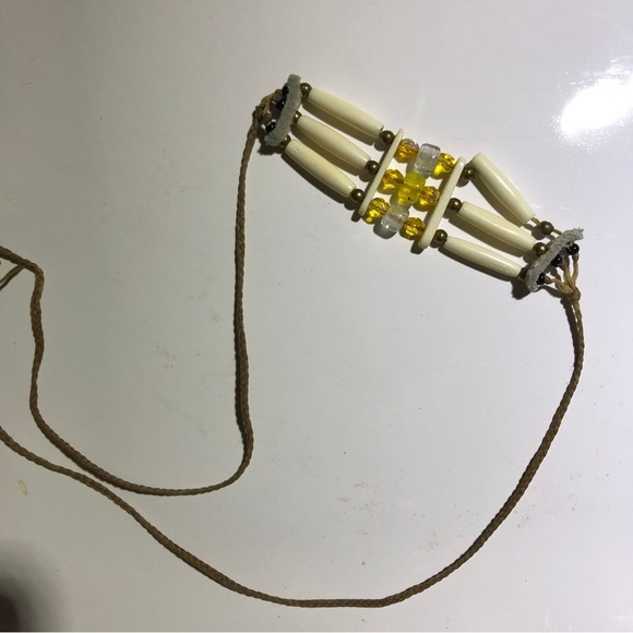 Native American handmade beaded hair pipe choker necklace - Picture 2 of 4